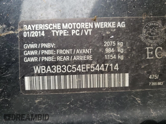 2014 BMW 3 Series 328i xDrive с VIN WBA3B3C54EF544714, выставлен на аукционе Copart как лот 59195675 с пробегом 118 440 миль миль и Чистый • Clean title. История ставок и продаж доступна на DreamBid. Изображение 12.