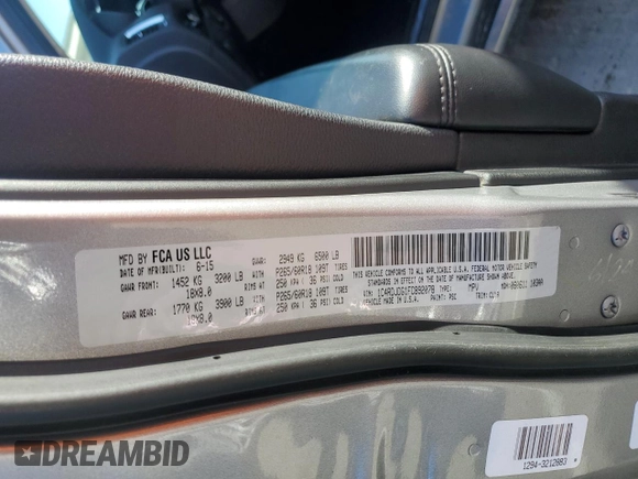 2015 Dodge Durango Limited with VIN 1C4RDJDG1FC892078, listed as a Copart auction lot 52322775 with 122,372 mi miles and Salvage title. Bid and sale history available at DreamBid. Image 13.