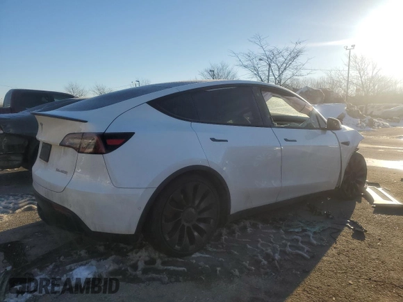 2022 Tesla Model Y Performance with VIN 7SAYGDEFXNF381791, listed as a Copart auction lot 88215705 with 60,153 mi miles and Salvage title. Bid and sale history available at DreamBid. Image 3.