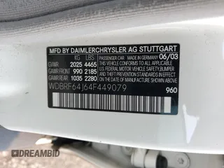 2004 Mercedes-Benz C 320 with VIN WDBRF64J64F449079, listed as a Copart auction lot 70637514 with 130,830 mi miles and Salvage Title. Bid and sale history available at DreamBid. Image 14.