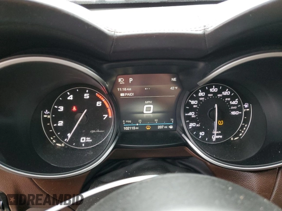 2019 Alfa Romeo Stelvio Ti with VIN ZASPAKBN4K7C42498, listed as a Copart auction lot 43219645 with 102,115 mi miles and Clean title. Bid and sale history available at DreamBid. Image 9.