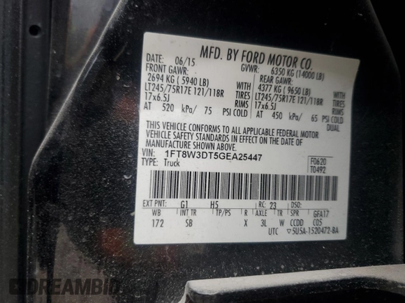 2016 Ford F-350 Lariat с VIN 1FT8W3DT5GEA25447, выставлен на аукционе Copart как лот 47812165 с пробегом Не указан миль и Списание • Salvage title. История ставок и продаж доступна на DreamBid. Изображение 14.