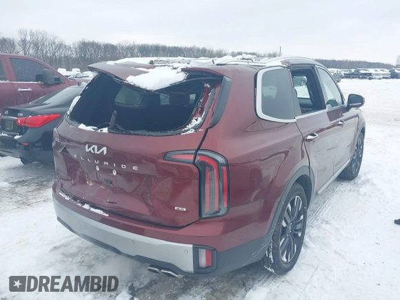 2023 Kia Telluride SX Prestige X-Pro with VIN 5XYP5DGC3PG366935, listed as a IAAI auction lot 41257675 with 23,943 mi miles and . Bid and sale history available at DreamBid. Image 6.
