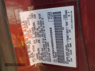 1992 Ford F-150 с VIN 1FTEX14N2NKA95265, выставлен на аукционе Copart как лот 58035325 с пробегом 185 353 миль миль и Чистый • Clean title. История ставок и продаж доступна на DreamBid. Изображение 12.