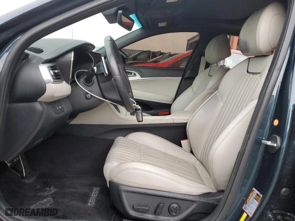 2023 Genesis G70 2.0T with VIN KMTG34TA5PU104568, listed as a Copart auction lot 46131285 with 38,319 mi miles and Salvage Title. Bid and sale history available at carsss.com. Image 7.