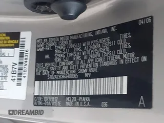 2006 Toyota Sienna CE with VIN 5TDZA23C86S488965, listed as a IAAI auction lot 41856248 with 182,963 mi miles and . Bid and sale history available at DreamBid. Image 9.