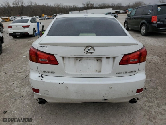2008 Lexus IS 250 with VIN JTHCK262X85022273, listed as a Copart auction lot 49681295 with 247,279 mi miles and Salvage Title. Bid and sale history available at carsss.com. Image 6.