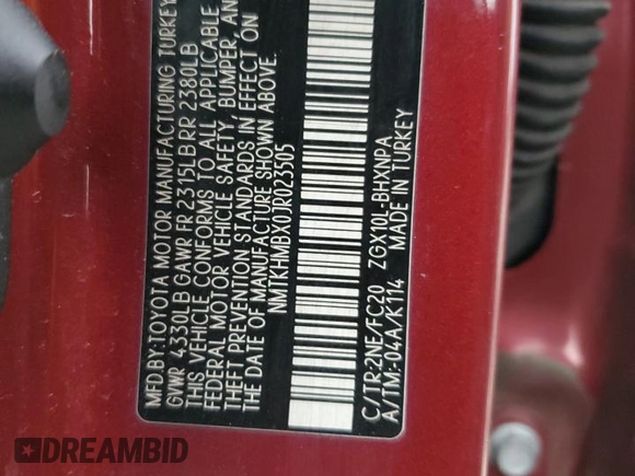 2018 Toyota C-HR XLE with VIN NMTKHMBX0JR023505, listed as a Copart auction lot 47661695 with 138,178 mi miles and Salvage Title. Bid and sale history available at carsss.com. Image 14.