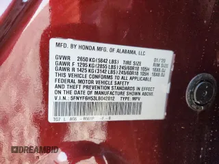 2020 Honda Pilot EX-L with VIN 5FNYF6H53LB042012, listed as a Copart auction lot 59484525 with 96,060 mi miles and Non repairable. Bid and sale history available at DreamBid. Image 13.