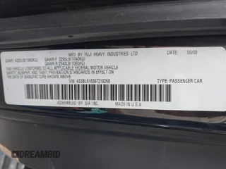 2009 Subaru Legacy Special with VIN 4S3BL616397219268, listed as a IAAI auction lot 41913803 with 159,870 mi miles and . Bid and sale history available at DreamBid. Image 9.
