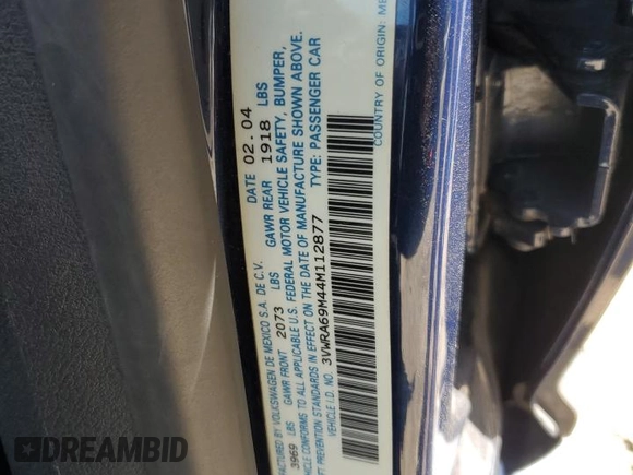 2004 Volkswagen Jetta GL с VIN 3VWRA69M44M112877, выставлен на аукционе Copart как лот 60824894 с пробегом 110 275 миль миль и Списание • Salvage title. История ставок и продаж доступна на DreamBid. Изображение 12.