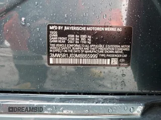 2021 BMW 3 Series 330i with VIN 3MW5R1J03M8B65999, listed as a Copart auction lot 48829075 with 39,730 mi miles and Salvage Title. Bid and sale history available at carsss.com. Image 14.
