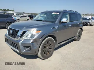2017 Nissan Armada Platinum with VIN JN8AY2NE2H9707853, listed as a Copart auction lot 46654655 with 69,106 mi miles and Clean Title. Bid and sale history available at carsss.com. Image 1.