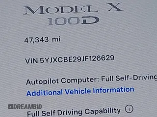 2018 Tesla Model X 75D with VIN 5YJXCBE29JF126629, listed as a IAAI auction lot 42205838 with 47,343 mi miles and . Bid and sale history available at DreamBid. Image 16.