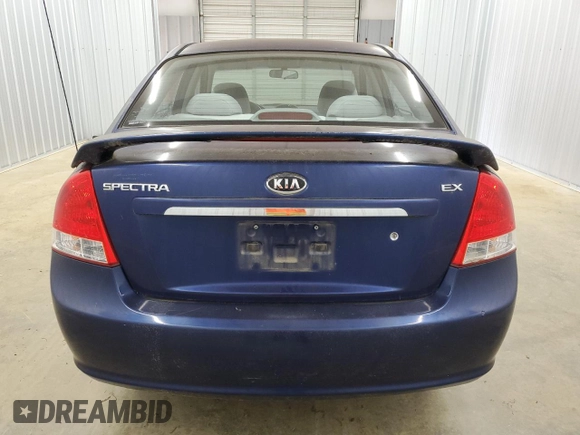 2009 Kia Spectra EX with VIN KNAFE221X95626293, listed as a Copart auction lot 70646504 with 197,017 mi miles and Clean Title. Bid and sale history available at carsss.com. Image 6.