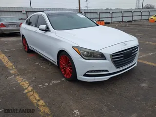 2015 Hyundai Genesis 5.0L with VIN KMHGN4JF9FU030122, listed as a IAAI auction lot 41166461 with 120,230 mi miles. Bid and sale history available at carsss.com. Image 1.