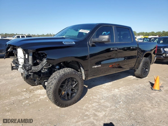 2025 Ram 1500 Big Horn with VIN 1C6SRFFP7SN529108, listed as a Copart auction lot 46855335 with 4,834 mi miles and Salvage Title. Bid and sale history available at carsss.com. Image 1.