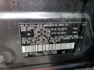 2021 Toyota RAV4 XLE Premium with VIN 2T3C1RFV9MC109917, listed as a Copart auction lot 58594335 with 64,995 mi miles and Salvage title. Bid and sale history available at DreamBid. Image 14.