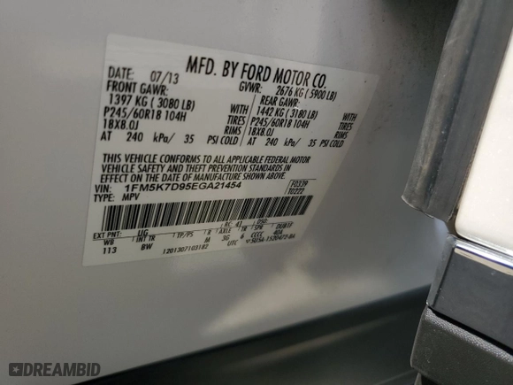 2014 Ford Explorer XLT with VIN 1FM5K7D95EGA21454, listed as a Copart auction lot 72159824 with 128,765 mi miles and Salvage Title. Bid and sale history available at carsss.com. Image 13.