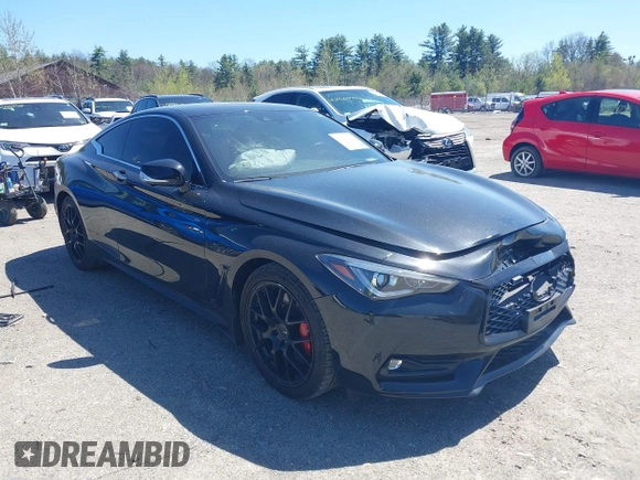 2022 Infiniti Q60 Red Sport 400 with VIN JN1FV7LL5NM680815, listed as a IAAI auction lot 42114128 with 15,584 mi miles and . Bid and sale history available at DreamBid. Image 1.