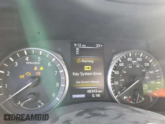 2021 Infiniti Q50 Red Sport 400 with VIN JN1FV7DR7MM880385, listed as a Copart auction lot 44394645 with 48,343 mi miles and Salvage title. Bid and sale history available at DreamBid. Image 9.