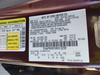 2017 Ford Fusion SE with VIN 3FA6P0HD7HR413239, listed as a IAAI auction lot 41971985 with 99,068 mi miles and . Bid and sale history available at DreamBid. Image 9.