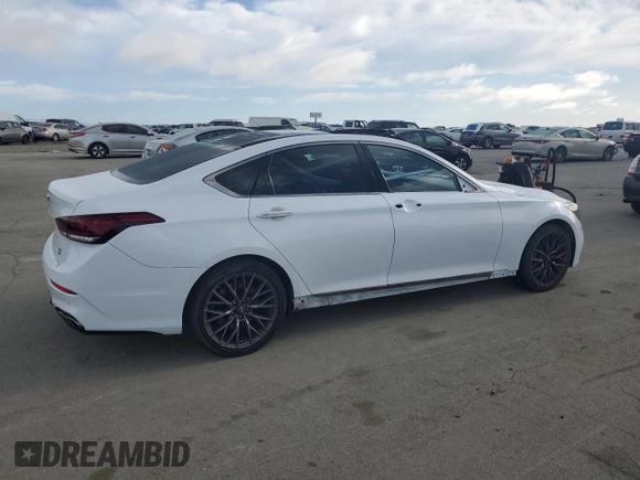 2018 Genesis G80 Sport with VIN KMHGN4JB7JU241017, listed as a Copart auction lot 52548865 with 90,560 mi miles and Salvage title. Bid and sale history available at DreamBid. Image 3.