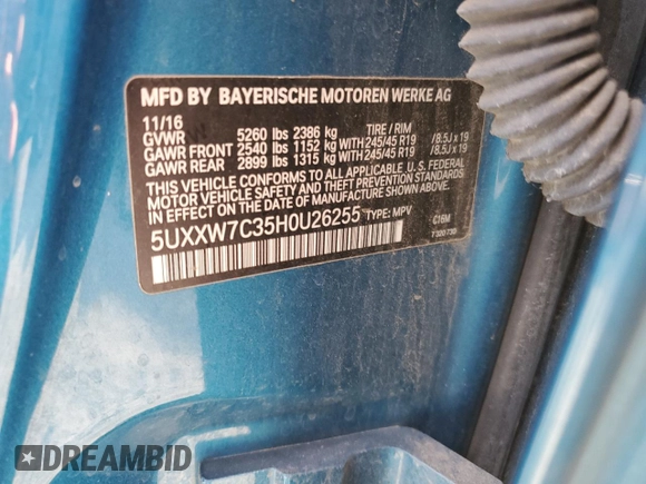 2017 BMW X4 M40i z VIN 5UXXW7C35H0U26255, wystawiony jako Copart lot #41468925 z przebiegiem 106 786 mil mil oraz Szkoda całkowita • Salvage title. Historia ofert i sprzedaży dostępna na DreamBid. Obrazek 15.