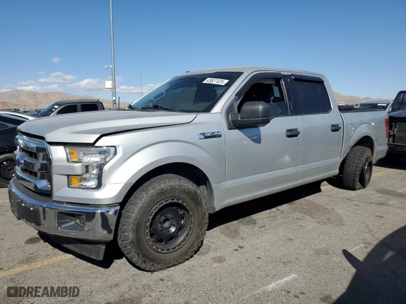 2017 Ford F-150 XL with VIN 1FTEW1CF1HKC65245, listed as a Copart auction lot 43827425 with 123,108 mi miles and Salvage Title. Bid and sale history available at carsss.com. Image 1.
