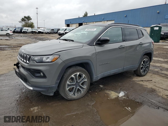 2023 Jeep Compass Limited with VIN 3C4NJDCN6PT561222, listed as a Copart auction lot 80028534 with 24,002 mi miles and Salvage Title. Bid and sale history available at carsss.com. Image 1.