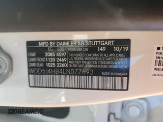 2020 Mercedes-Benz CLA 250 with VIN WDD5J4HB4LN077693, listed as a Copart auction lot 56899695 with 26,656 mi miles and Salvage title. Bid and sale history available at DreamBid. Image 12.