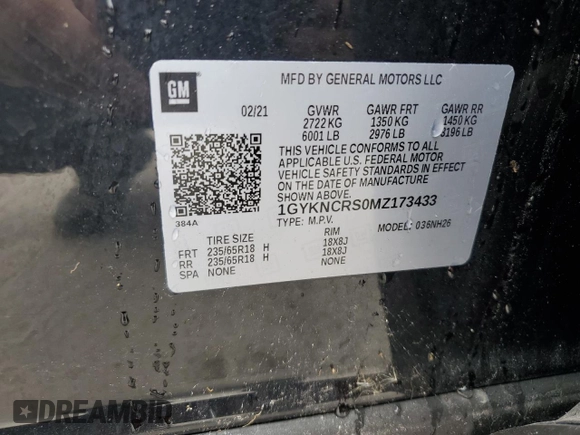 2021 Cadillac XT5 FWD Premium Luxury with VIN 1GYKNCRS0MZ173433, listed as a Copart auction lot 45818175 with Not Provided miles and Non Repairable. Bid and sale history available at carsss.com. Image 13.