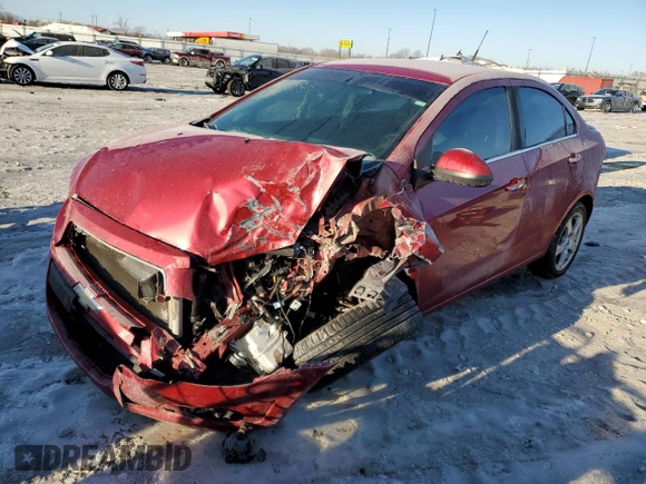 2014 Chevrolet Sonic LTZ with VIN 1G1JE5SB0E4229661, listed as a Copart auction lot 41872355 with 0 mi miles and Salvage Title. Bid and sale history available at carsss.com. Image 1.