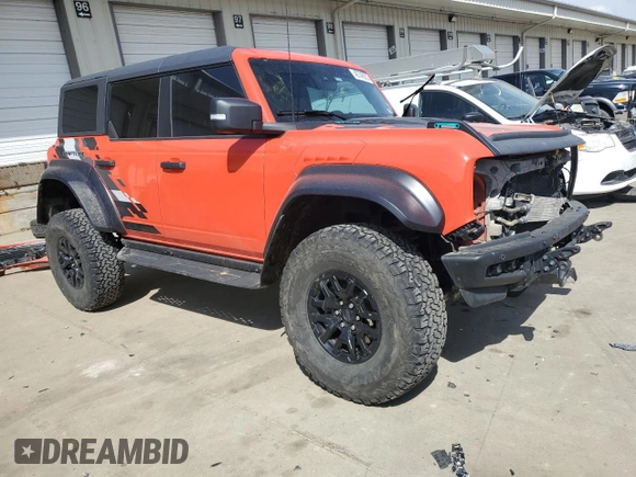2023 Ford Bronco Raptor with VIN 1FMEE5JRXPLB07725, listed as a Copart auction lot 48746035 with 52,813 mi miles and Salvage Title. Bid and sale history available at DreamBid. Image 4.