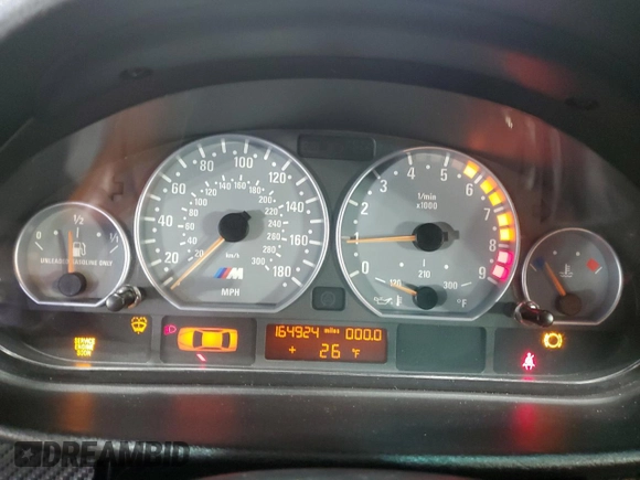 2002 BMW 3 Series M3 with VIN WBSBL93432JR18012, listed as a Copart auction lot 43599395 with 164,924 mi miles and Salvage Title. Bid and sale history available at DreamBid. Image 9.