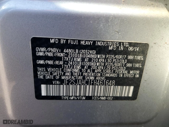 2015 Subaru Forester 2.5i Limited with VIN JF2SJAHC1FH461648, listed as a Copart auction lot 45241155 with 198,113 mi miles and Salvage Title. Bid and sale history available at carsss.com. Image 15.