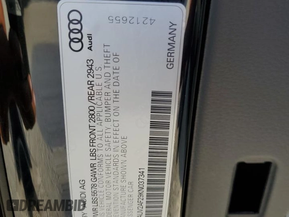 2019 Audi A7 Prestige with VIN WAUV2AF29KN037341, listed as a Copart auction lot 63105854 with 28,745 mi miles and Salvage Title. Bid and sale history available at carsss.com. Image 12.