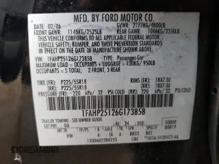 2006 Ford Five Hundred Limited with VIN 1FAHP25126G173858, listed as a Copart auction lot 41428315 with 140,794 mi miles and Non repairable. Bid and sale history available at DreamBid. Image 12.