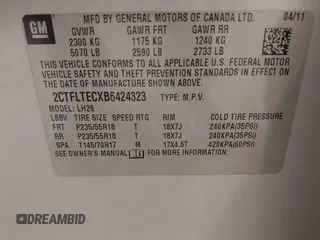 2011 GMC Terrain SLE-2 with VIN 2CTFLTECXB6424323, listed as a IAAI auction lot 42032143 with 176,270 mi miles and . Bid and sale history available at carsss.com. Image 9.