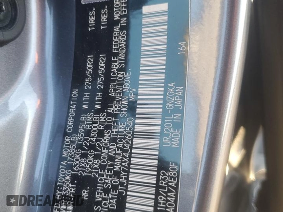 2018 Lexus LX 570 z VIN JTJHY7AX4J4260540, wystawiony jako Copart lot #42394315 z przebiegiem 63 202 mil mil oraz Szkoda całkowita • Salvage title. Historia ofert i sprzedaży dostępna na DreamBid. Obrazek 13.