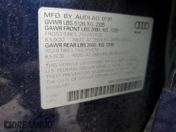 2021 Audi Q3 S line Premium Plus with VIN WA1EECF38M1001871, listed as a Copart auction lot 39747293 with 29,219 mi miles. Bid and sale history available at carsss.com. Image 13.