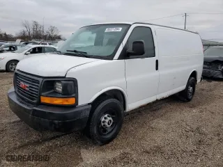 2008 GMC Savana Cargo Van with VIN 1GTGG25C081183754, listed as a Copart auction lot 85221394 with 157,977 mi miles and Salvage Title. Bid and sale history available at carsss.com. Image 1.