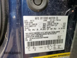 2013 Ford Expedition XLT with VIN 1FMJU1H5XDEF08088, listed as a Copart auction lot 62308255 with 123,203 mi miles and Salvage title. Bid and sale history available at DreamBid. Image 14.