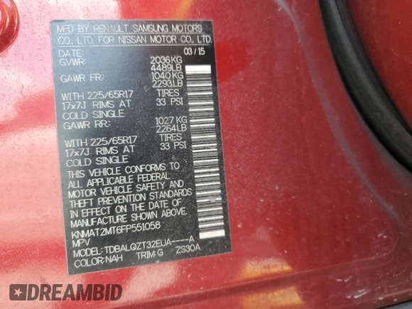 2015 Nissan Rogue SV with VIN KNMAT2MT6FP551058, listed as a Copart auction lot 52911975 with Not Provided miles and Salvage Title. Bid and sale history available at carsss.com. Image 12.
