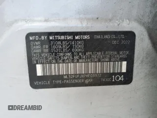 2023 Mitsubishi Mirage ES with VIN ML32FUFJXPHF03972, listed as a Copart auction lot 56458455 with 68,020 mi miles and Salvage title. Bid and sale history available at DreamBid. Image 13.