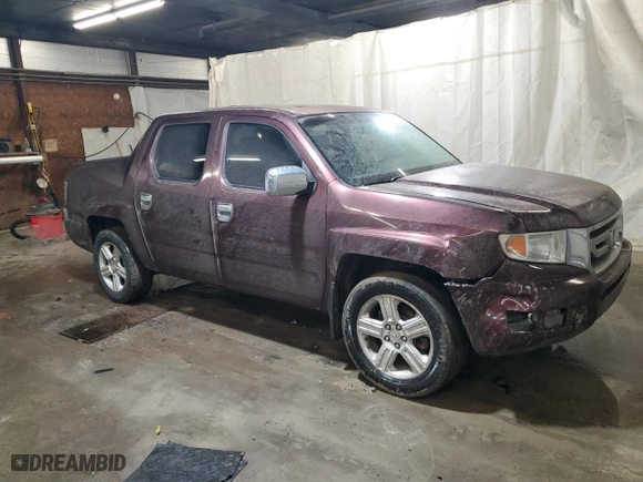 2011 Honda Ridgeline RTL with VIN 5FPYK1F58BB002497, listed as a Copart auction lot 47047345 with 110,800 mi miles and Salvage Title. Bid and sale history available at carsss.com. Image 4.