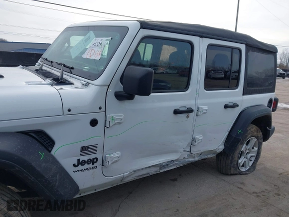 2022 Jeep Wrangler Unlimited Sport with VIN 1C4HJXDG9NW195083, listed as a IAAI auction lot 41515229 with 44,445 mi miles and . Bid and sale history available at DreamBid. Image 14.