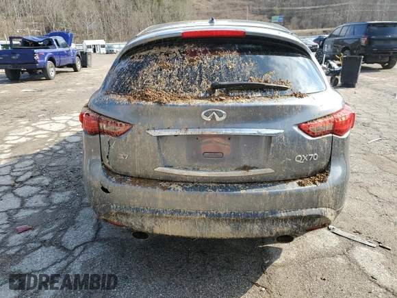 2017 Infiniti QX70 z VIN JN8CS1MW5HM414377, wystawiony jako Copart lot #46922715 z przebiegiem 156 915 mil mil oraz Szkoda całkowita • Salvage title. Historia ofert i sprzedaży dostępna na DreamBid. Obrazek 6.