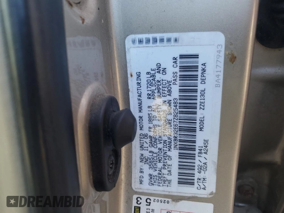 2007 Toyota Corolla CE with VIN 1NXBR32E67Z825483, listed as a Copart auction lot 48476995 with 120,081 mi miles and Salvage Title. Bid and sale history available at DreamBid. Image 13.