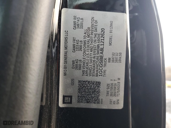 2020 Chevrolet Colorado 2WD Work Truck with VIN 1GCGSBEA8L1212620, listed as a Copart auction lot 85531474 with 40,355 mi miles and Salvage Title. Bid and sale history available at carsss.com. Image 14.